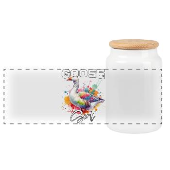 Oie Fille Oie - Boîte à biscuits avec couvercle en bois - blanc - Devant