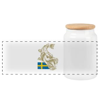 Sweden Fishing - Panoramic Cookie Jar with Wooden Lid - white - Front