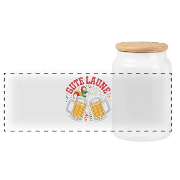 Costume de Carnaval de bonne humeur Alaaf - Boîte à biscuits avec couvercle en bois - blanc - Devant