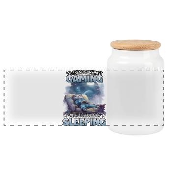 Weekend Forecast Gaming Panda - Panoramic Cookie Jar with Wooden Lid - white - Front