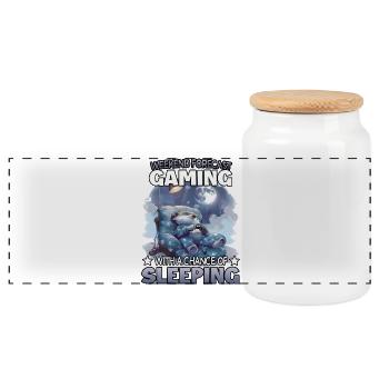 Gaming Weekend Sleep Probability - Panoramic Cookie Jar with Wooden Lid - white - Front