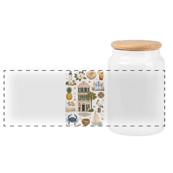Charleston | Sud, Côte et Charme - Boîte à biscuits avec couvercle en bois - blanc - Devant
