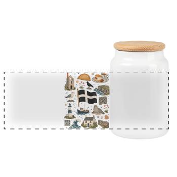 Cornwall | Cliffs, Coast & Seasickness - Panoramic Cookie Jar with Wooden Lid - white - Front
