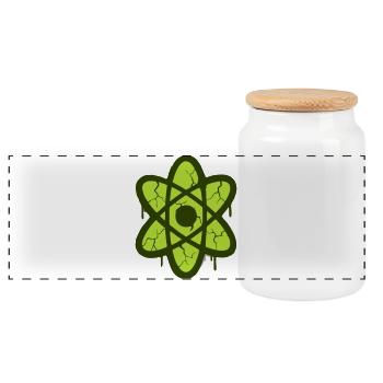 Atom Symbol Graffiti Logo - Panoramic Cookie Jar with Wooden Lid - white - Front