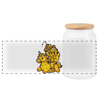 Unicorn Graffiti Summer - Panoramic Cookie Jar with Wooden Lid - white - Front