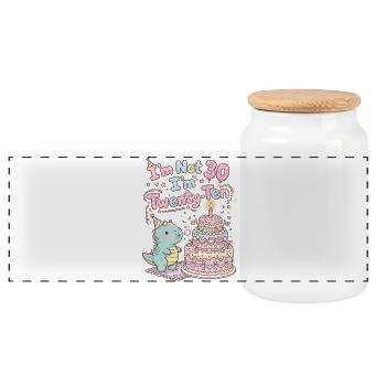 I'm not 30 Im 20 Ten Birthday - Panoramic Cookie Jar with Wooden Lid - white - Front