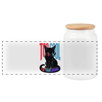Cool Cat - Panorama Keksdose mit Holzdeckel - Weiß - Vorne