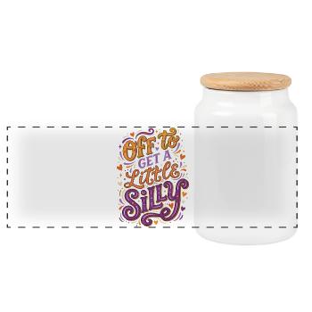 Off To Get A Little Silly - Panoramic Cookie Jar with Wooden Lid - white - Front