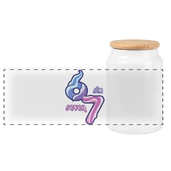 Candy Swirl 67 meme Neon Doodle - Panoramic Cookie Jar with Wooden Lid - white - Front