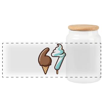 67 mème Dual Cream Duo - Boîte à biscuits avec couvercle en bois - blanc - Devant