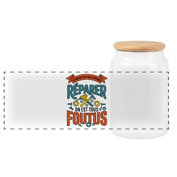 Papa Bricoleur Humour Cadeau - Boîte à biscuits avec couvercle en bois - blanc - Devant