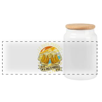 Papa Parfait N'a Pas D'abdos Humour Bière - Boîte à biscuits avec couvercle en bois - blanc - Devant