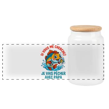 Je Vais Pêcher Avec Papa Cadeau Enfant - Boîte à biscuits avec couvercle en bois - blanc - Devant