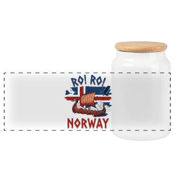 Vikingrausch Norway Sailing Ship - Panoramic Cookie Jar with Wooden Lid - white - Front