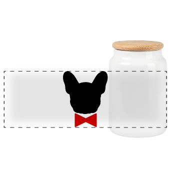 Boubou Bow Tie - 001 - Panoramic Cookie Jar with Wooden Lid - white - Front