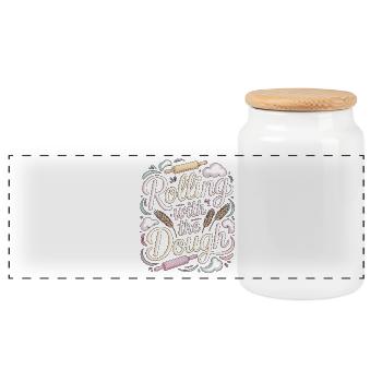 Restaurant Chef Rolling With The Culinary Arts - Panoramic Cookie Jar with Wooden Lid - white - Front