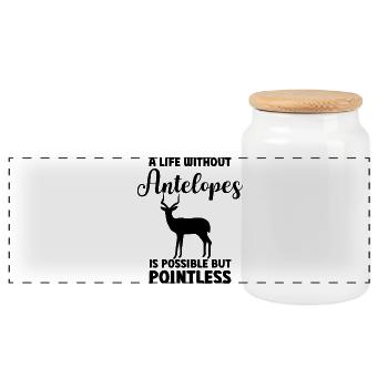 Safari faunique humoristique d’antilopes - Boîte à biscuits avec couvercle en bois - blanc - Devant