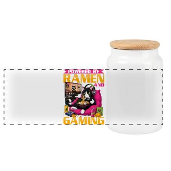 Jeu vidéo Gamer Gaming Cat Ramen - Boîte à biscuits avec couvercle en bois - blanc - Devant