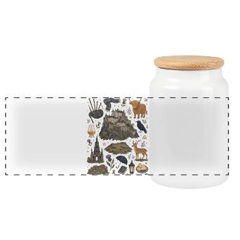 Edinburgh | Highlands, Whisky & Castles - Panoramic Cookie Jar with Wooden Lid - white - Front