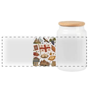 Georgia | Caucasus, Enjoyment & Home - Panoramic Cookie Jar with Wooden Lid - white - Front