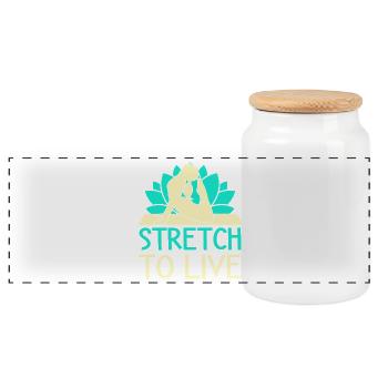 Yoga Stretch To Live Funny Yoga - Panoramic Cookie Jar with Wooden Lid - white - Front