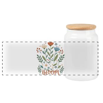 Bloom Flower Magic Floral - Panoramic Cookie Jar with Wooden Lid - white - Front