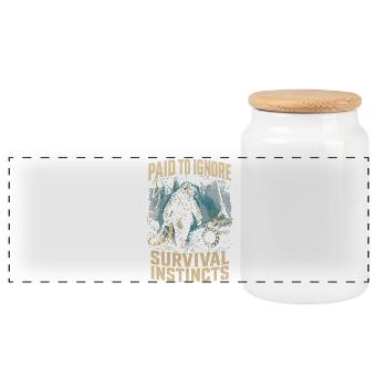 Commercial Diver Industrial Diver - Panoramic Cookie Jar with Wooden Lid - white - Front