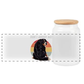 Don't Annoy Me Bernese - Panoramic Cookie Jar with Wooden Lid - white - Front
