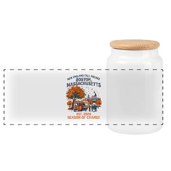 Hot New England Fall Foliage Boston Massachusetts - Panoramic Cookie Jar with Wooden Lid - white - Front