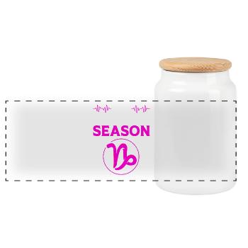 Zodiac sign Capricorn - Panoramic Cookie Jar with Wooden Lid - white - Front