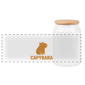 Capybara Team - Panoramic Cookie Jar with Wooden Lid - white - Front