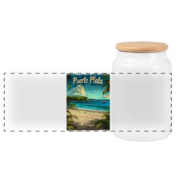 Exotischer Strand Puerto Plata Karibik Landschaft - Panorama Keksdose mit Holzdeckel - Weiß - Vorne