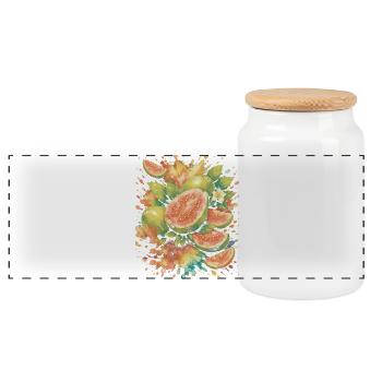 Tropical Guava Exotic Fruit Splash Art - Panoramic Cookie Jar with Wooden Lid - white - Front