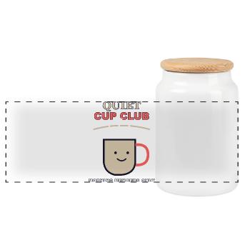 Quiet Cup Club - Panoramic Cookie Jar with Wooden Lid - white - Front