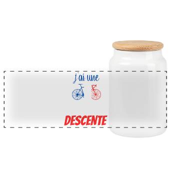 J'ai une Grosse Descente Cycliste France - Boîte à biscuits avec couvercle en bois - blanc - Devant