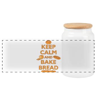 BÄCKER - KEEP CALM AND BAKE BREAD - BROT BACKEN - Panoramic Cookie Jar with Wooden Lid - white - Front