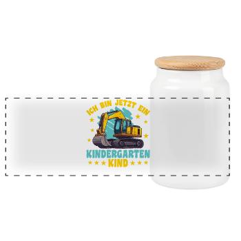 ich bin ein Kindergartenkind Kindergarten Einhorn - Panorama Keksdose mit Holzdeckel - Weiß - Vorne