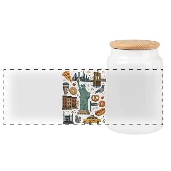 New York | Skyline, Taxi & City Love - Panoramic Cookie Jar with Wooden Lid - white - Front