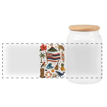 Hawaii | Aloha, surfing & island happiness - Panoramic Cookie Jar with Wooden Lid - white - Front