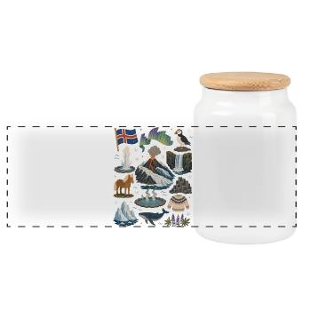 Iceland | Volcanoes, Geysers & Northern Lights - Panoramic Cookie Jar with Wooden Lid - white - Front