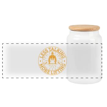 Fitness Motivation Bodybuilder More Lifting Gym - Panoramic Cookie Jar with Wooden Lid - white - Front