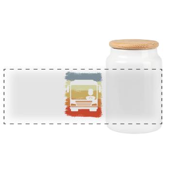 Oldschool Bus Driver - Panoramic Cookie Jar with Wooden Lid - white - Front