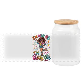 I'm not 40 Im 30 Ten Birthday - Panoramic Cookie Jar with Wooden Lid - white - Front