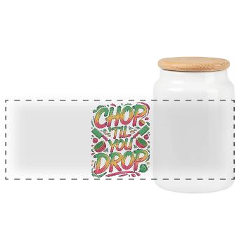 Restaurant Chef Chop 'Til You Drop Culinary Chef - Panoramic Cookie Jar with Wooden Lid - white - Front