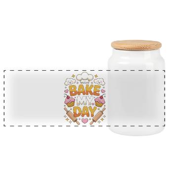 Restaurant Chef Bake My Day Loves Culinary Arts - Panoramic Cookie Jar with Wooden Lid - white - Front