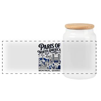 Paris Of North America Montreal Quebec - Panoramic Cookie Jar with Wooden Lid - white - Front
