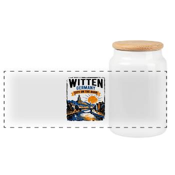 The Vintage Cityscape Of Witten Germany D3370 - Panoramic Cookie Jar with Wooden Lid - white - Front