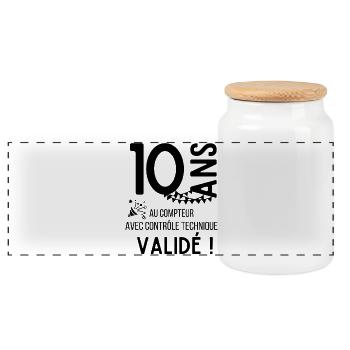 10 ans anniversaire au compteur humour  - Boîte à biscuits avec couvercle en bois - blanc - Devant