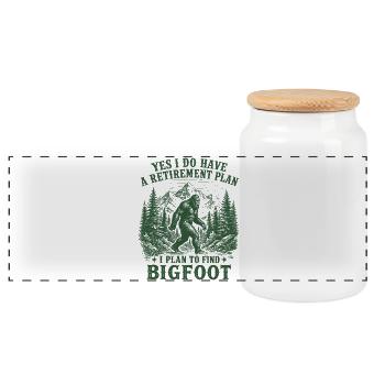 Yes I Do Have A Retirement Plan To Find Bigfoot - Panoramic Cookie Jar with Wooden Lid - white - Front