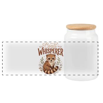 Coati Whisperer Illustration - Boîte à biscuits avec couvercle en bois - blanc - Devant